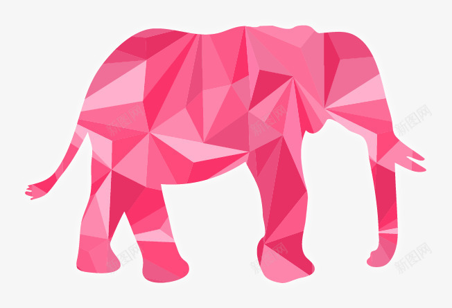 折纸大象矢量图ai免抠素材_新图网 https://ixintu.com 大象 折纸 粉色 矢量图