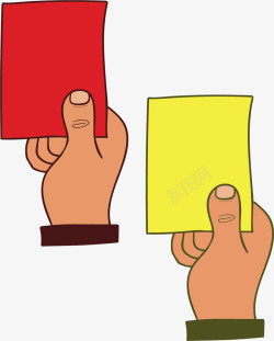 足球裁判出示红黄牌矢量图素材