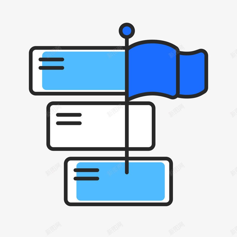 蓝色新标发布商务图标矢量图eps_新图网 https://ixintu.com 发布 圆角 扁平化 手绘 旗帜 线稿 蓝色 矢量图