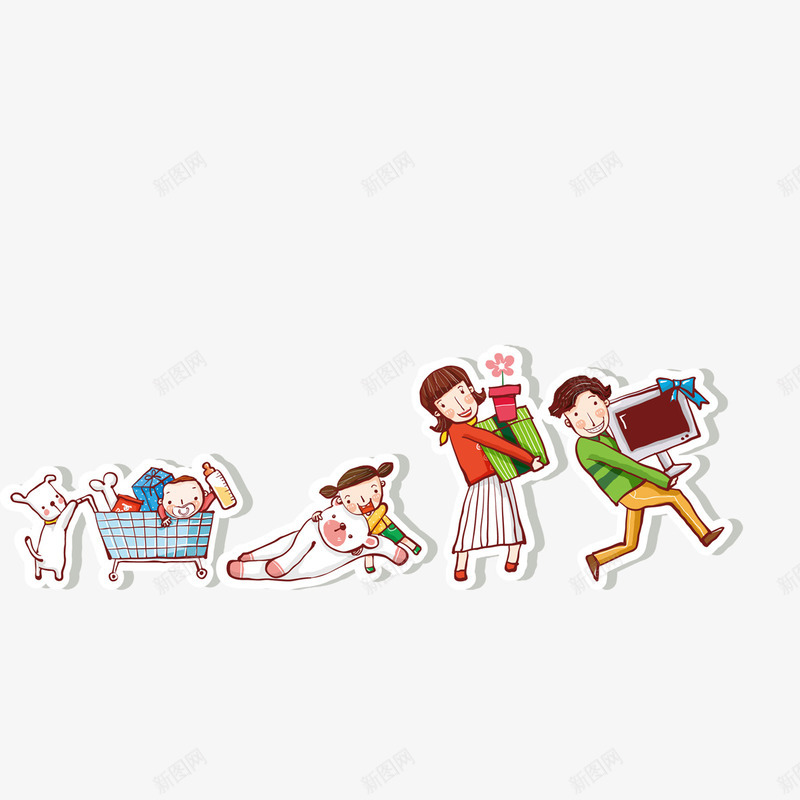 卡通人物png免抠素材_新图网 https://ixintu.com 卡通人物 卡通幸福家庭 卡通插画