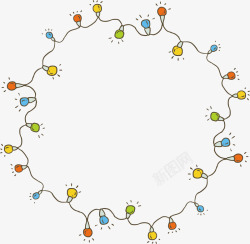 可爱手绘节日彩灯边框矢量图素材
