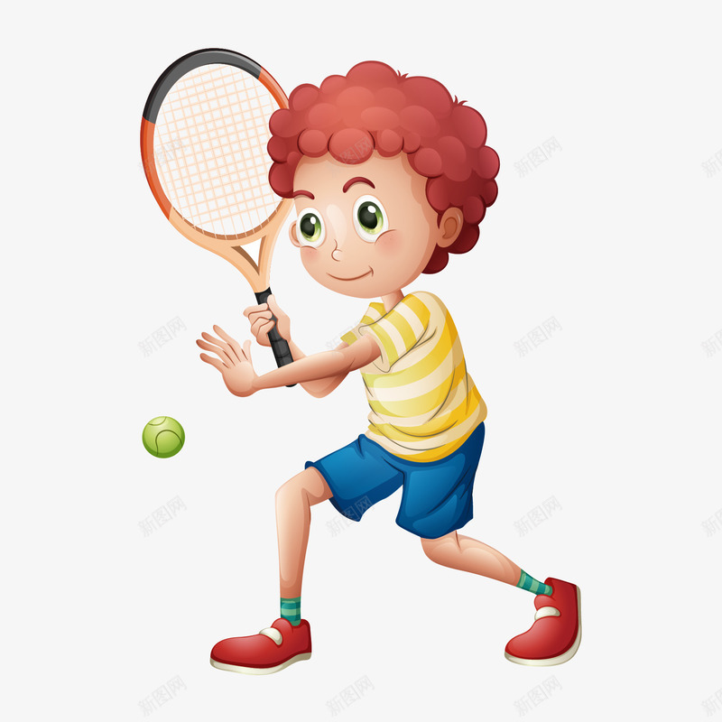 网球png免抠素材_新图网 https://ixintu.com 体育 卡通人物 比赛 网球 运动