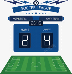积分器蓝色足球比赛计分板矢量图高清图片