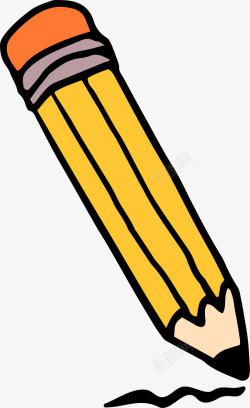 儿童写字黄色卡通手绘铅笔高清图片