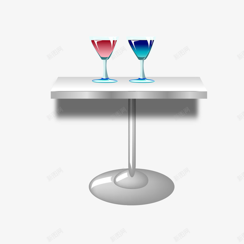 桌子上的酒杯png免抠素材_新图网 https://ixintu.com 桌子上 红色 蓝色 酒杯