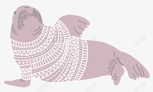 粉紫色海狮png免抠素材_新图网 https://ixintu.com 卡通动物 卡通海狮 白色镂空配饰