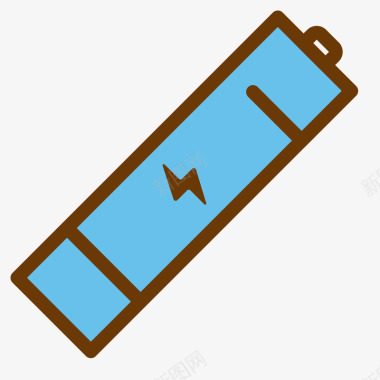 蓝色手绘电池卡通图标矢量图图标