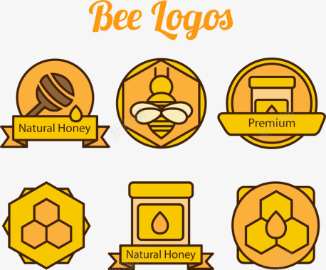 6款蜂蜜元素标志矢量图图标图标