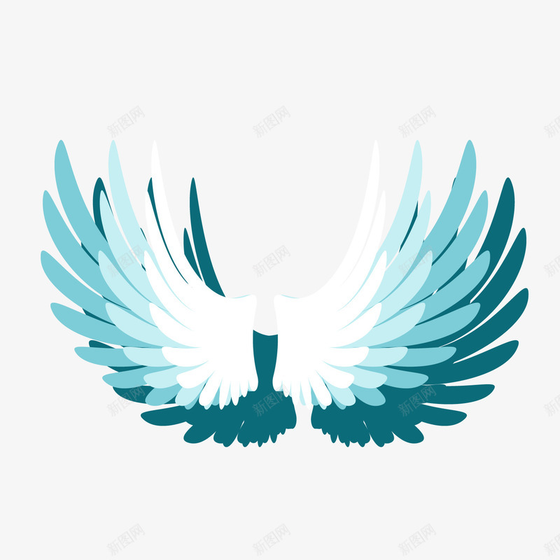 蓝白色天使翅膀png免抠素材_新图网 https://ixintu.com 卡通翅膀 天使翅膀 白色翅膀 背景装饰 蓝色