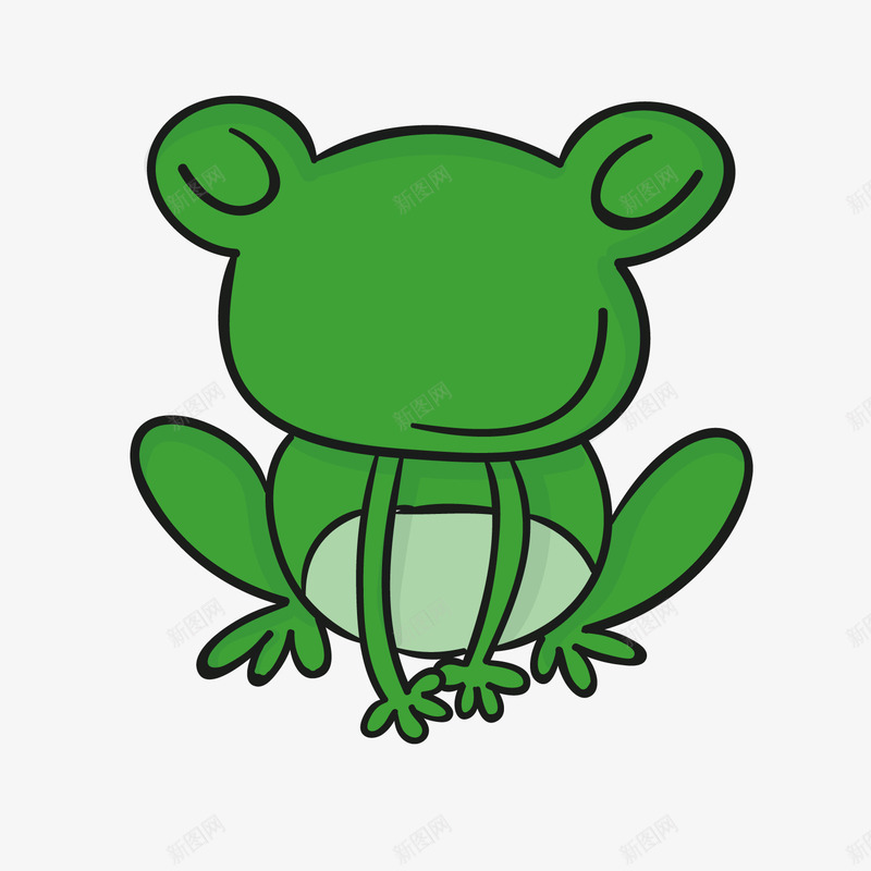 可爱青蛙卡通插画png免抠素材_新图网 https://ixintu.com 动物 卡通插画 可爱 坐立 线稿 绿色 青蛙
