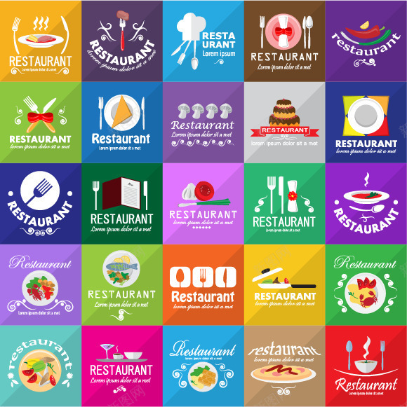 餐饮类图标png_新图网 https://ixintu.com 刀叉 厨师帽 咖啡 艺术字 西餐 酒杯