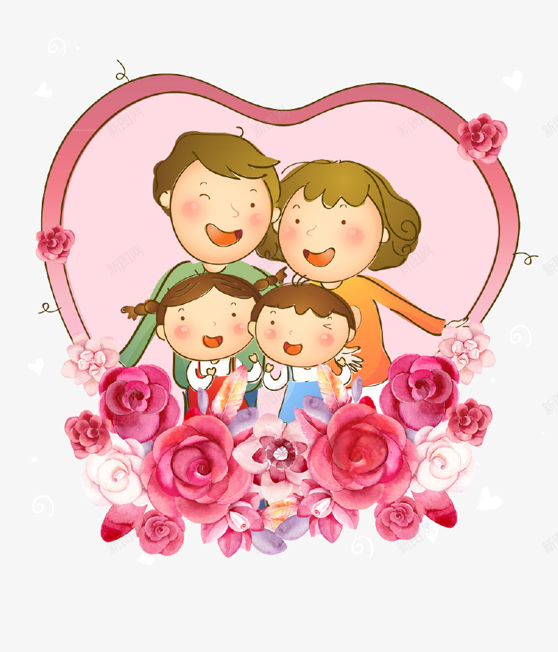 卡通手绘国际家庭日图标psd_新图网 https://ixintu.com 亲子 卡通手绘 图标 家庭 幸福 爱心 花朵