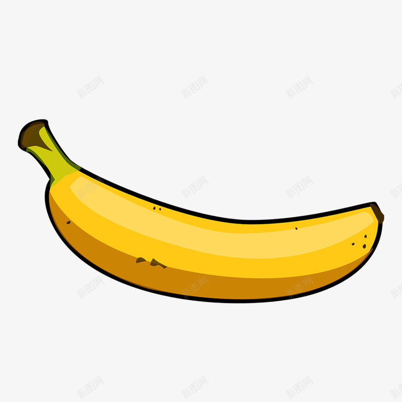 一支手绘香蕉png免抠素材_新图网 https://ixintu.com 卡通 水果 香蕉 黄色