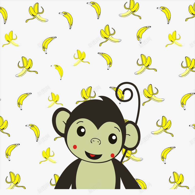 香蕉猴子背景png免抠素材_新图网 https://ixintu.com 卡通 底纹 手绘 猴子 背景 香蕉