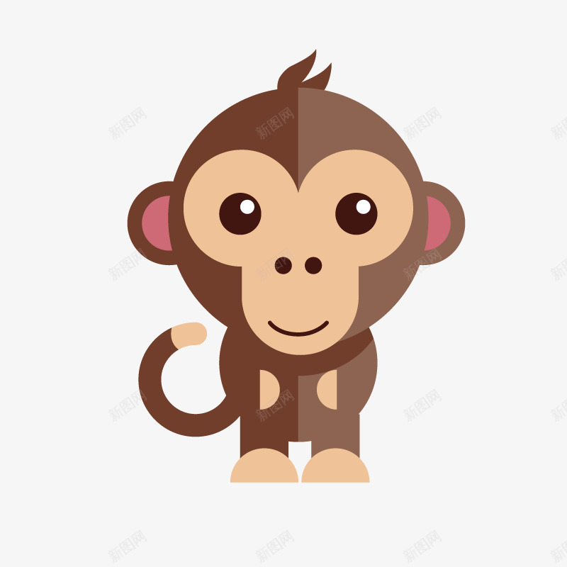 手绘扁平化卡通猴子png免抠素材_新图网 https://ixintu.com 动物贴纸 卡通动物 卡通猴子 可爱小猴子 属相 水彩 猴子
