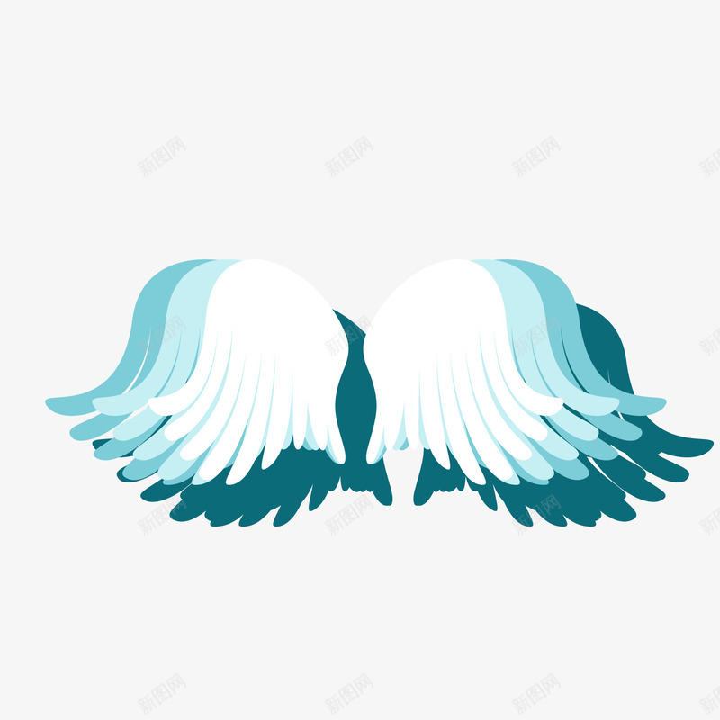 白色天使翅膀png免抠素材_新图网 https://ixintu.com 卡通翅膀 天使翅膀 白色翅膀 背景装饰 蓝色