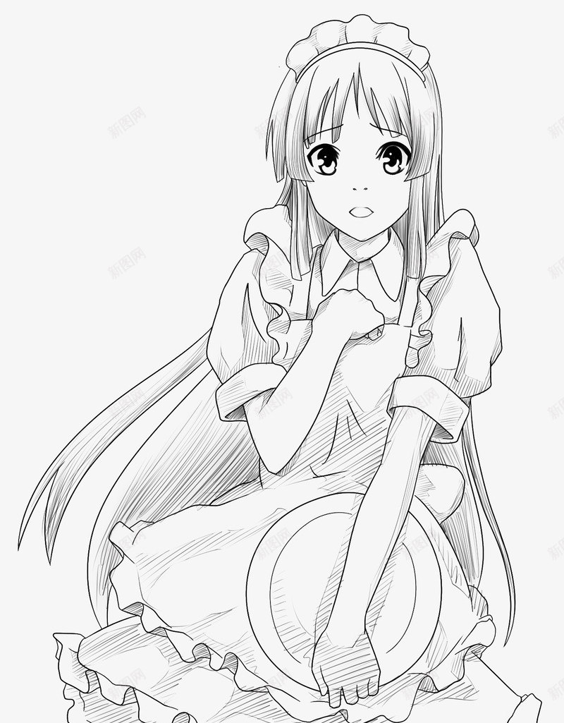 线描人物手绘png免抠素材_新图网 https://ixintu.com 卡通 卡通人物 卡通形象 手绘 手绘线稿 线描