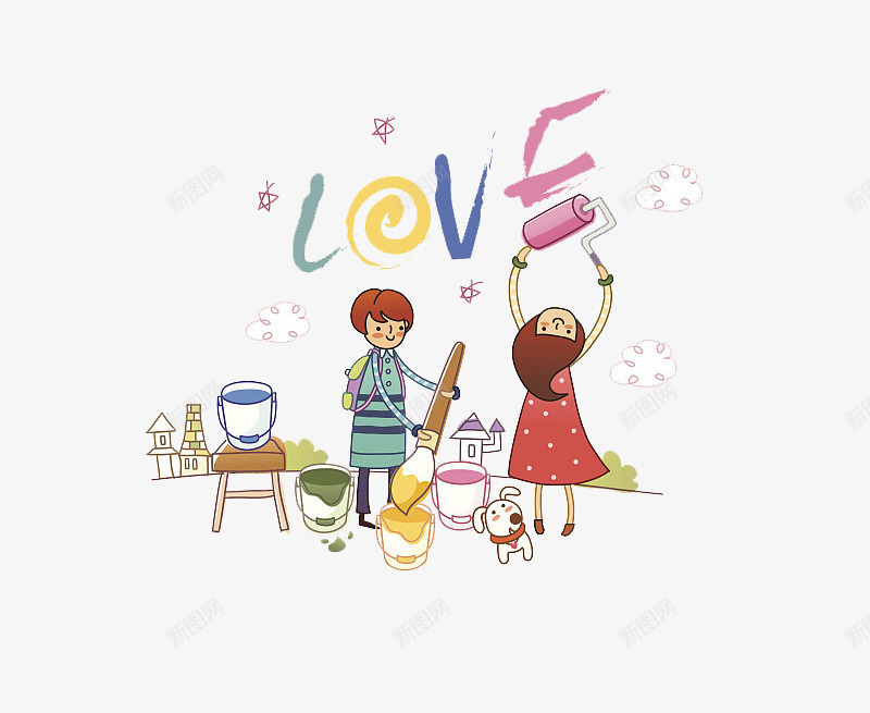 爱的家庭图png免抠素材_新图网 https://ixintu.com 儿童 创意 动漫 卡通 家庭 手绘 浪漫 爱情