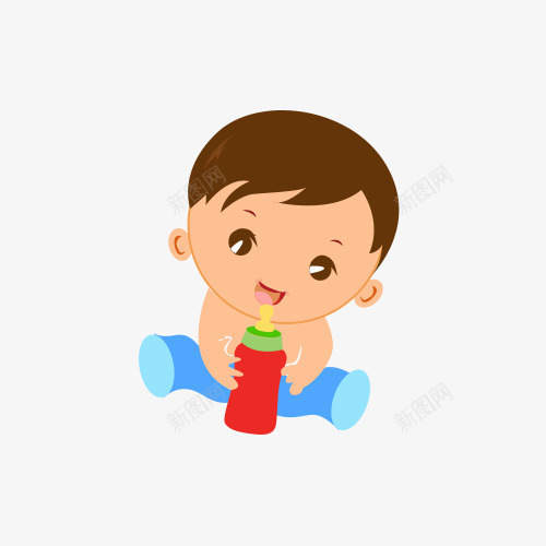 吃奶瓶的小娃娃png免抠素材_新图网 https://ixintu.com 二维 卡通画 吃奶瓶 婴幼儿 小娃娃