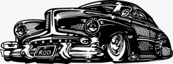 卡通创意复古汽车线稿图素材