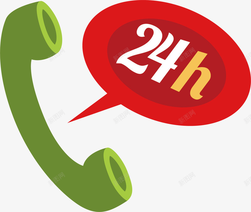 24小时电话矢量图ai免抠素材_新图网 https://ixintu.com 创意 手绘 服务 电话 红色 绿色 设计 矢量图