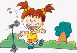 卡通唱歌小女孩素材