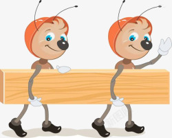 蚂蚁抬木头卡通蚂蚁木头高清图片