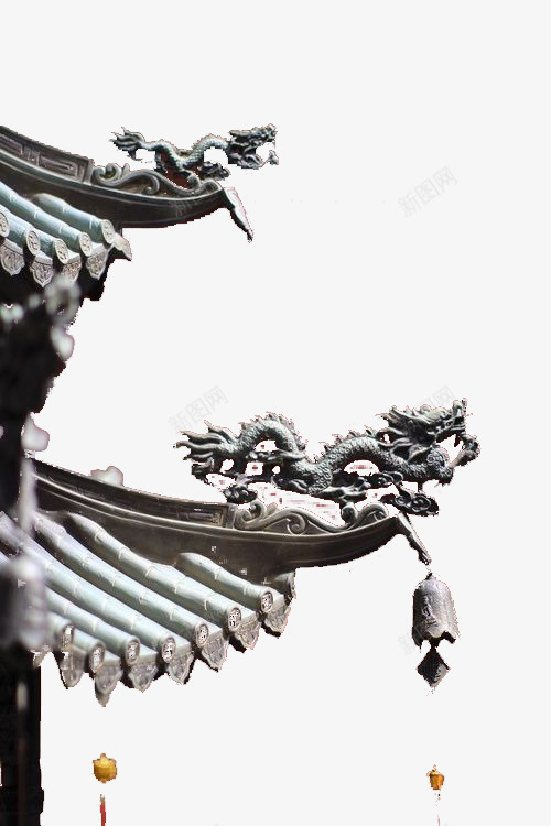 传统屋檐上的飞龙png免抠素材_新图网 https://ixintu.com 中国风 传统 屋檐 瓦