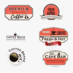 咖啡店标签咖啡标签与贴纸高清图片