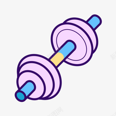 紫色手绘线稿健身元素矢量图图标图标