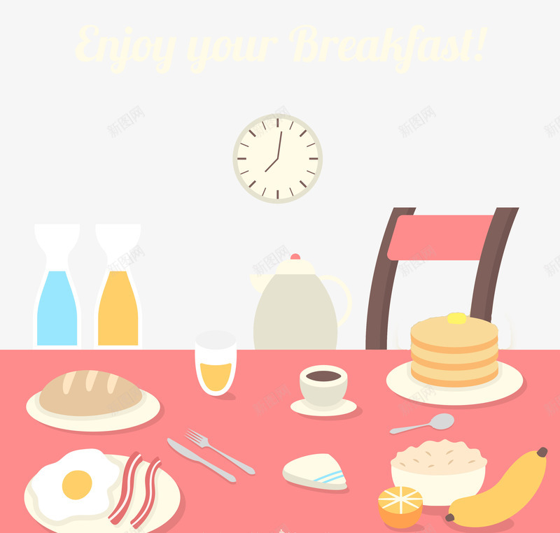 桌上美味的早餐矢量图ai免抠素材_新图网 https://ixintu.com 早餐 桌子 美味 矢量图