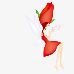 长着翅膀的天使玫瑰女孩矢量图素材