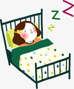 鎵嬬粯鐨勫濞手绘卡通床上睡觉娃娃矢量图高清图片