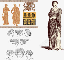 罗马女子罗马男女人物花纹装饰高清图片