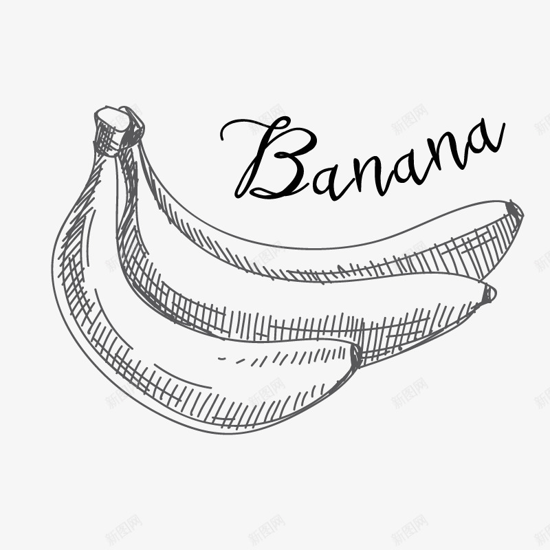 手绘香蕉图标png_新图网 https://ixintu.com 手绘 手绘画 水果 香蕉