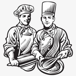黑色烘焙师手绘黑色烘焙师线稿图高清图片