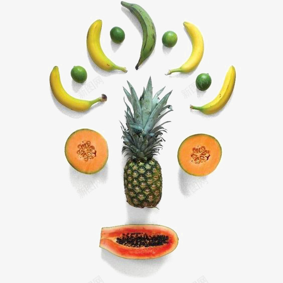 创意水果插画png免抠素材_新图网 https://ixintu.com 成熟的水果 木瓜 水果底纹 清新 菠萝 香蕉