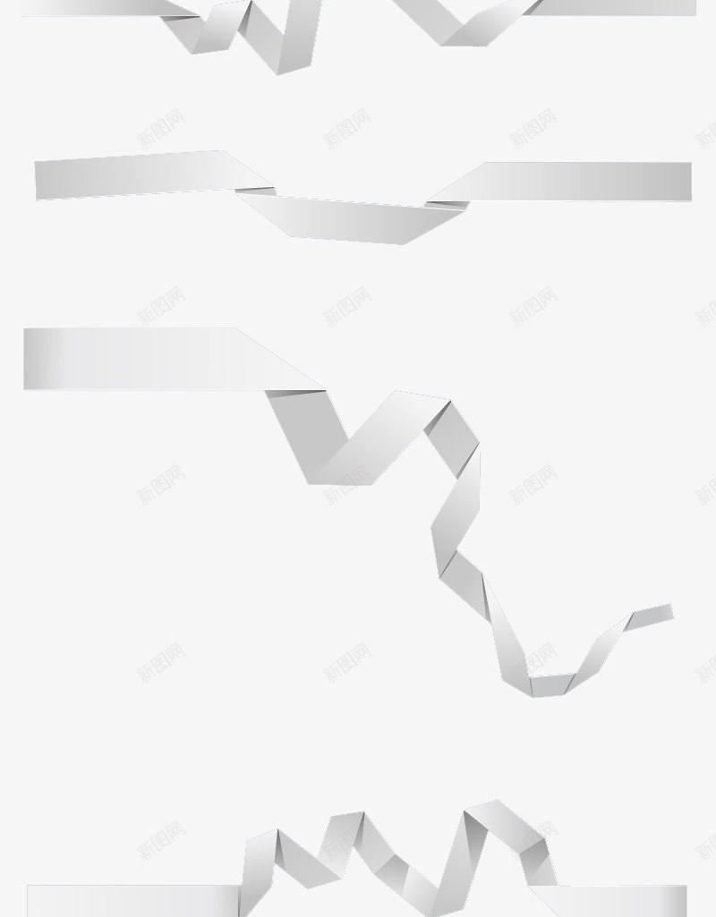7款白色折纸丝带png免抠素材_新图网 https://ixintu.com 丝带 创意 折纸 白色