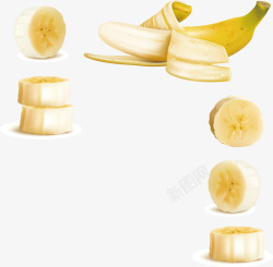 剥开的香蕉和香蕉块矢量图素材