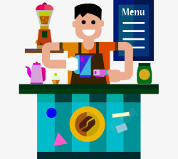 平面服务员素材彩色卡通饮食小卖店服务员高清图片