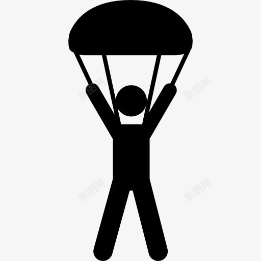 跳伞的剪影落图标png_新图网 https://ixintu.com 体育 剪影 多项运动 极限 极限运动 跳伞 运动