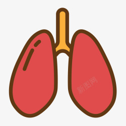人体图线稿红色手绘肝脏人体器官图标矢量图高清图片