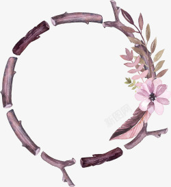 粉色树枝圆环素材