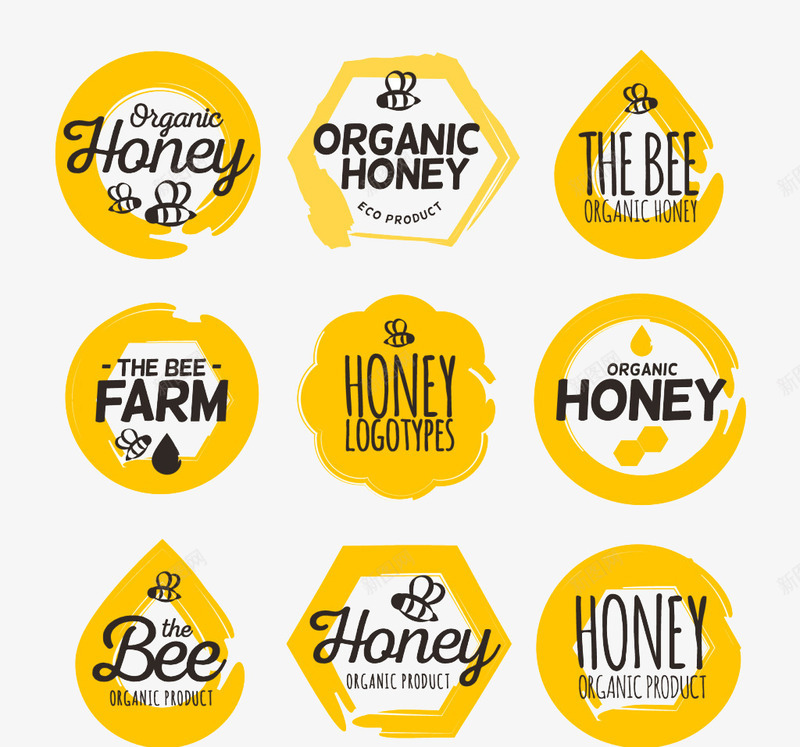 美丽的有机蜂蜜贴纸png免抠素材_新图网 https://ixintu.com 蜂蜜 贴纸 食品