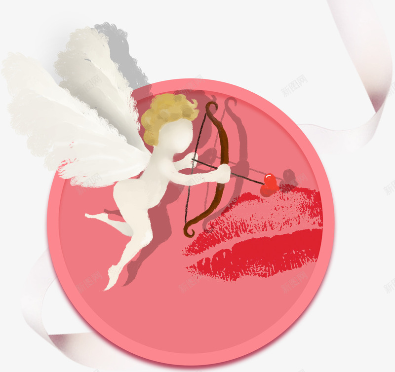 贴画天使圆形背景彩带psd免抠素材_新图网 https://ixintu.com 圆形背景 天使 彩带 贴画天使圆形背景
