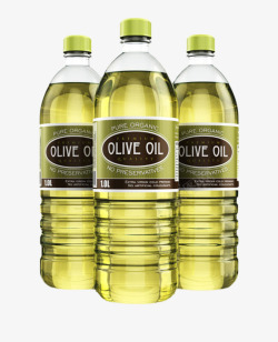透明塑料瓶里装着橄榄油实物素材