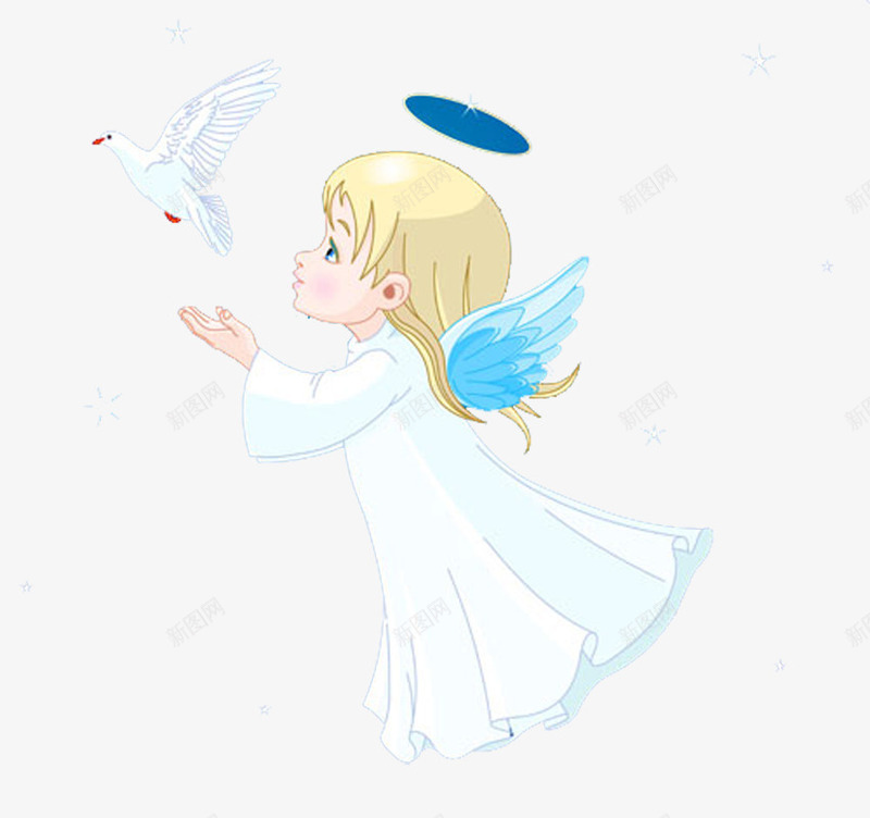 天使与和平鸽png免抠素材_新图网 https://ixintu.com 和平元素 和平鸽 天使 祈祷和平插图