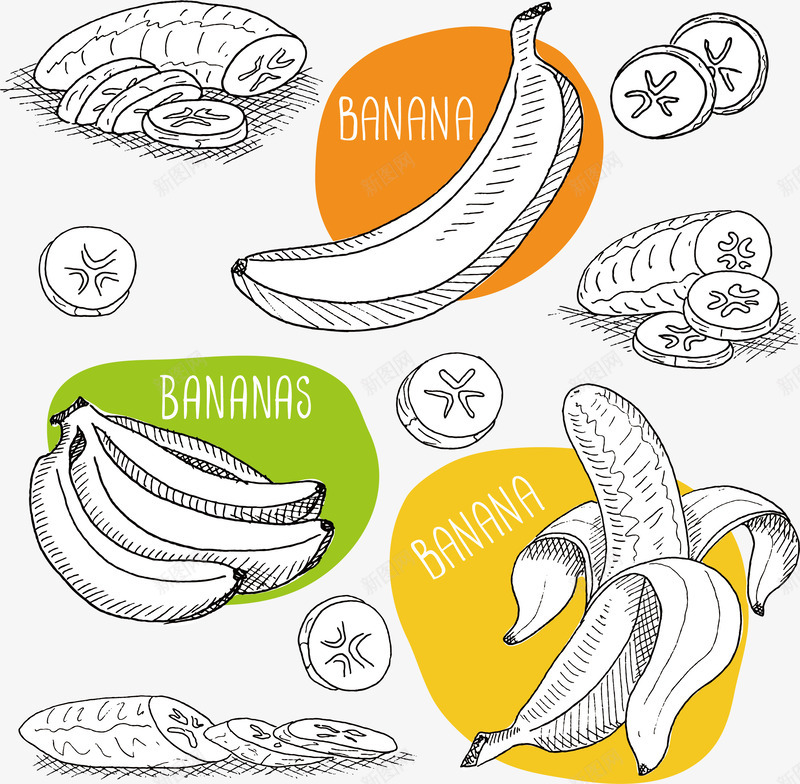 水果png免抠素材_新图网 https://ixintu.com 卡通手绘 水彩画 水果 装饰图案 香蕉