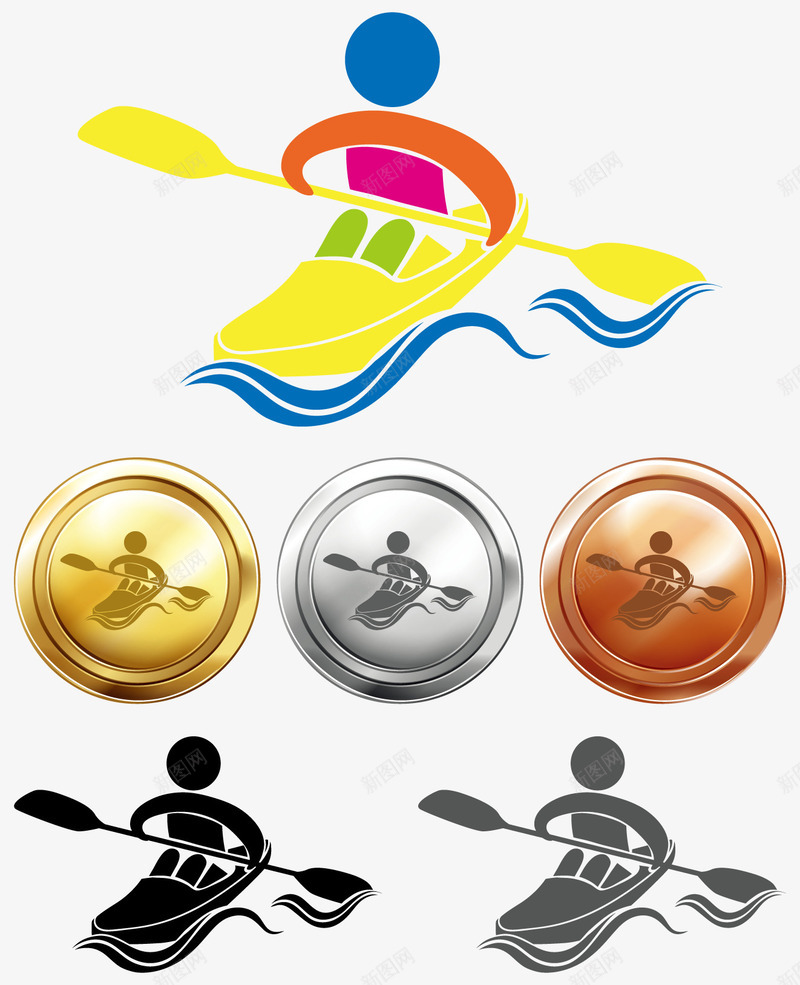 划船运动小人图标png_新图网 https://ixintu.com 体育运动 竞技比赛 简约图标 运动图标