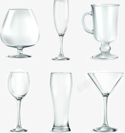 白色透明酒杯矢量图素材